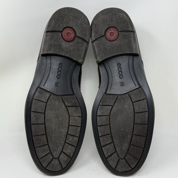 Ecco Helsinki Derby Shoes Mens 9 - 9.5 EU 43 Brown Leather Apron Toe Lace Up - Picture 11 of 14